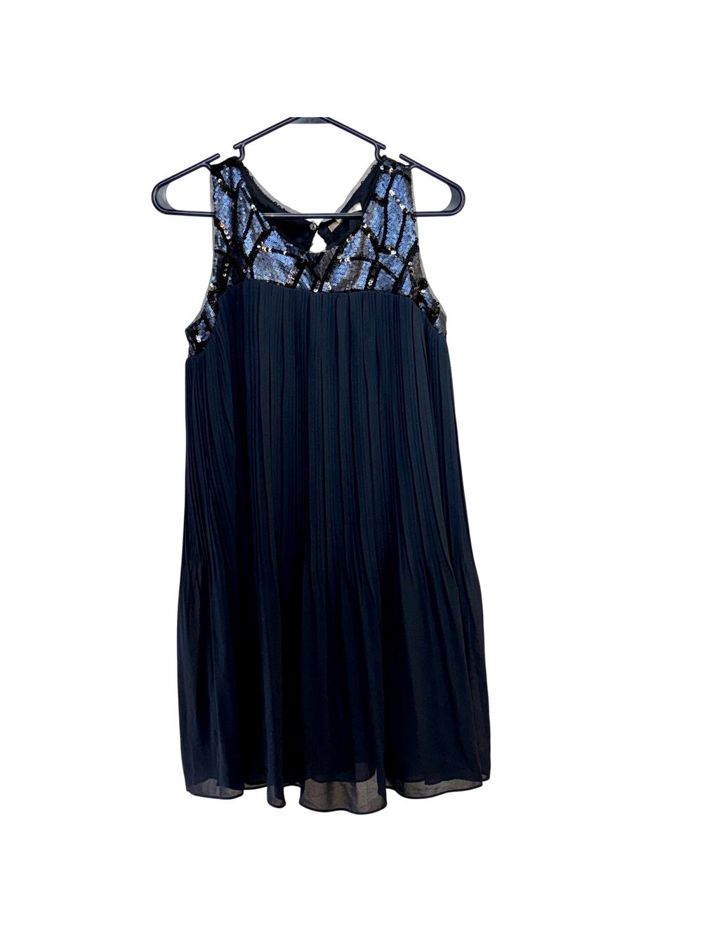 Mini Dress Women's Small Skies Are Blue Blue/Black Sequins Lined Sleeveless NWT